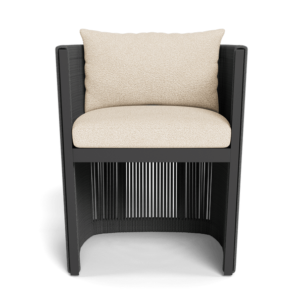 Antigua Dining Chair | Aluminum Asteroid, Riviera Sand, Rope Dark Grey