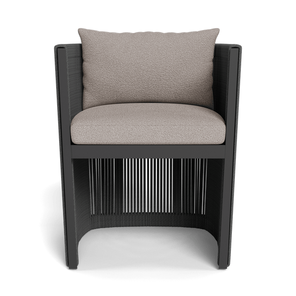 Antigua Dining Chair | Aluminum Asteroid, Riviera Stone, Rope Dark Grey