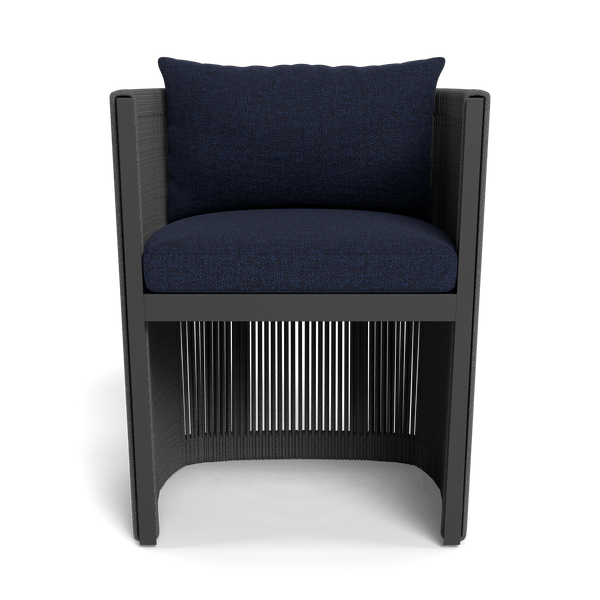 Antigua Dining Chair | Aluminum Asteroid, Siesta Indigo, Rope Dark Grey