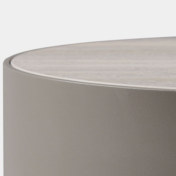 Antigua Round Side Table | Aluminum Asteroid, Laminam Noir,