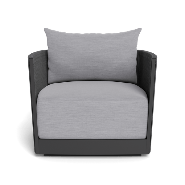 Antigua Swivel Lounge Chair | Aluminum Asteroid, Panama Cloud, Rope Dark Grey