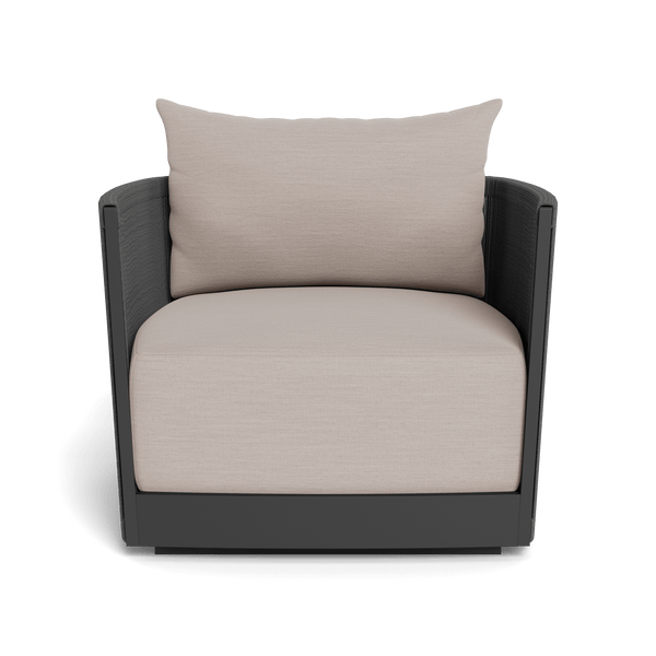 Antigua Swivel Lounge Chair | Aluminum Asteroid, Panama Marble, Rope Dark Grey