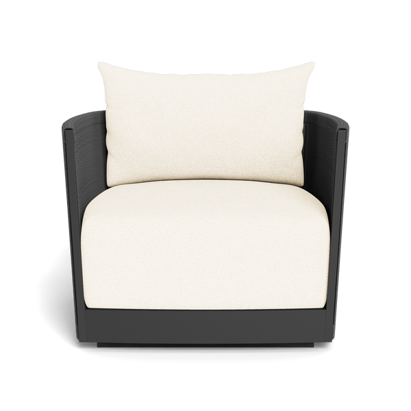 Antigua Swivel Lounge Chair | Aluminum Asteroid, Riviera Ivory, Rope Dark Grey