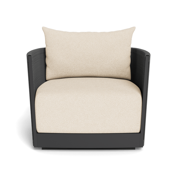Antigua Swivel Lounge Chair | Aluminum Asteroid, Riviera Sand, Rope Dark Grey