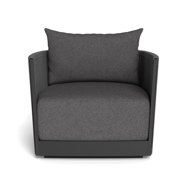 Antigua Swivel Lounge Chair | Aluminum Asteroid, Riviera Slate, Rope Dark Grey