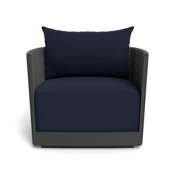 Antigua Swivel Lounge Chair | Aluminum Asteroid, Siesta Indigo, Rope Dark Grey