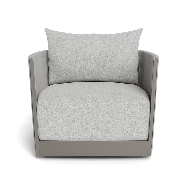 Antigua Swivel Lounge Chair | Aluminum Taupe, Copacabana Sand, Rope Light Grey