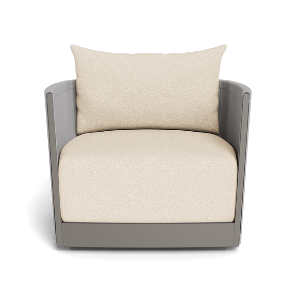 Antigua Swivel Lounge Chair | Aluminum Taupe, Riviera Sand, Rope Light Grey