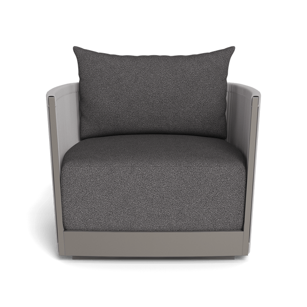 Antigua Swivel Lounge Chair | Aluminum Taupe, Riviera Slate, Rope Light Grey