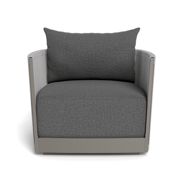 Antigua Swivel Lounge Chair | Aluminum Taupe, Siesta Slate, Rope Light Grey