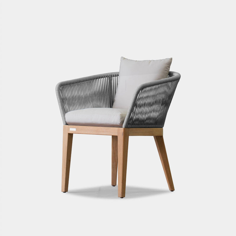 Avalon Dining Chair | Teak Natural, Panama Marble, Rope Light Grey