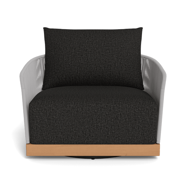 Avalon Swivel Lounge Chair | Teak Natural, Copacabana Midnight, Rope Light Grey