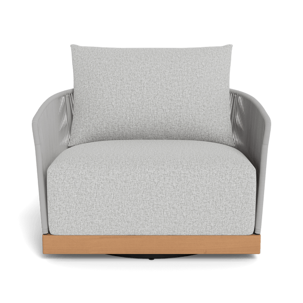 Avalon Swivel Lounge Chair | Teak Natural, Copacabana Sand, Rope Light Grey