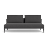 Balmoral 2 Seat Armless Sofa | Aluminum White, Lisos Piedra, Strapping White