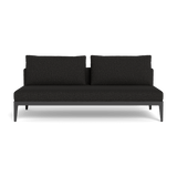 Balmoral 2 Seat Armless Sofa | Aluminum Asteroid, Copacabana Midnight, Strapping Taupe