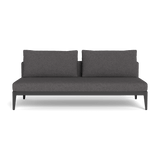 Balmoral 2 Seat Armless Sofa | Aluminum Asteroid, Riviera Slate, Strapping Taupe