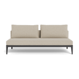 Balmoral 2 Seat Armless Sofa | Aluminum Asteroid, Siesta Taupe, Strapping Taupe