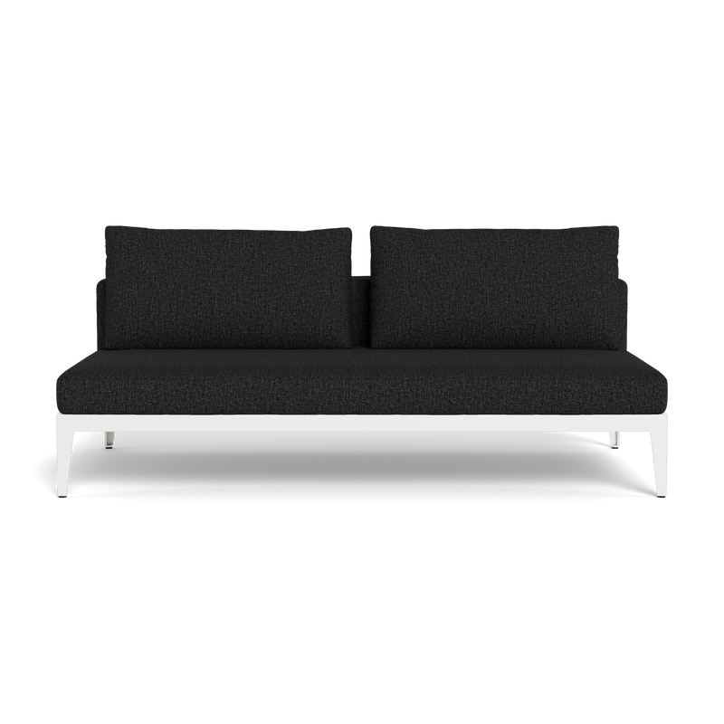 Balmoral 2 Seat Armless Sofa | Aluminum White, Copacabana Midnight, Strapping White