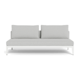 Balmoral 2 Seat Armless Sofa | Aluminum White, Copacabana Sand, Strapping White