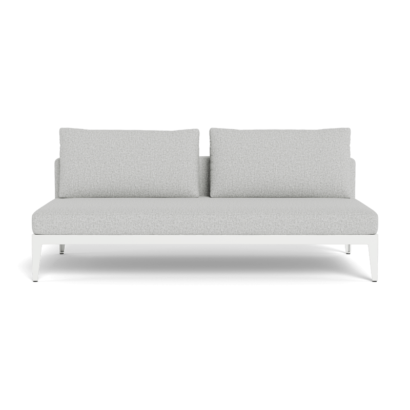 Balmoral 2 Seat Armless Sofa | Aluminum White, Copacabana Sand, Strapping White