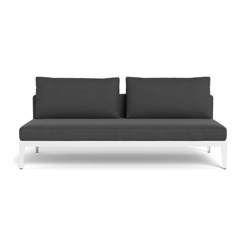 Balmoral 2 Seat Armless Sofa | Aluminum White, Panama Grafito, Strapping White