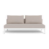 Balmoral 2 Seat Armless Sofa | Aluminum White, Panama Marble, Strapping White