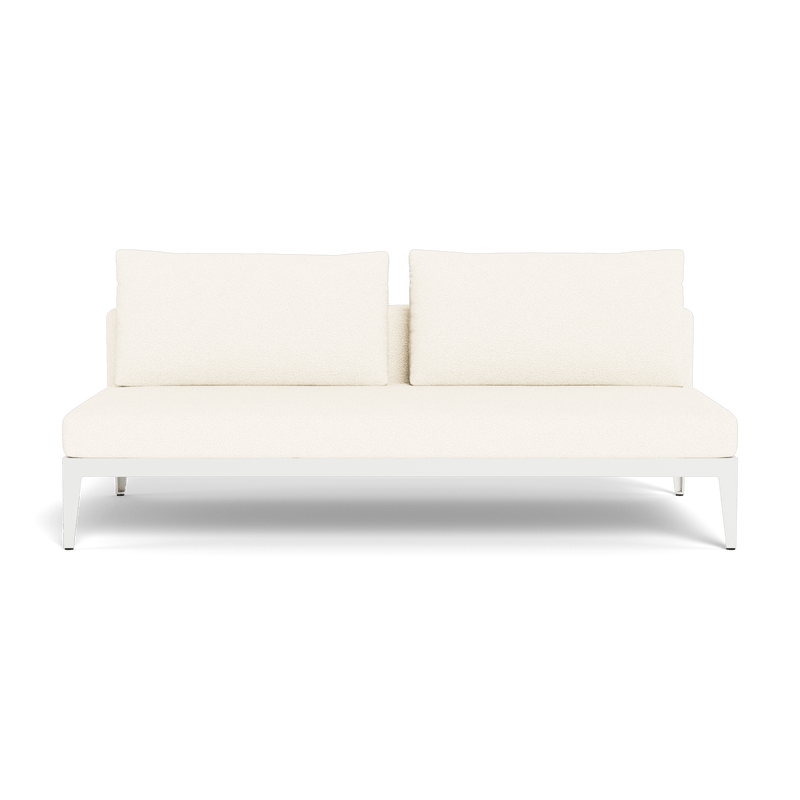 Balmoral 2 Seat Armless Sofa | Aluminum White, Riviera Ivory, Strapping White