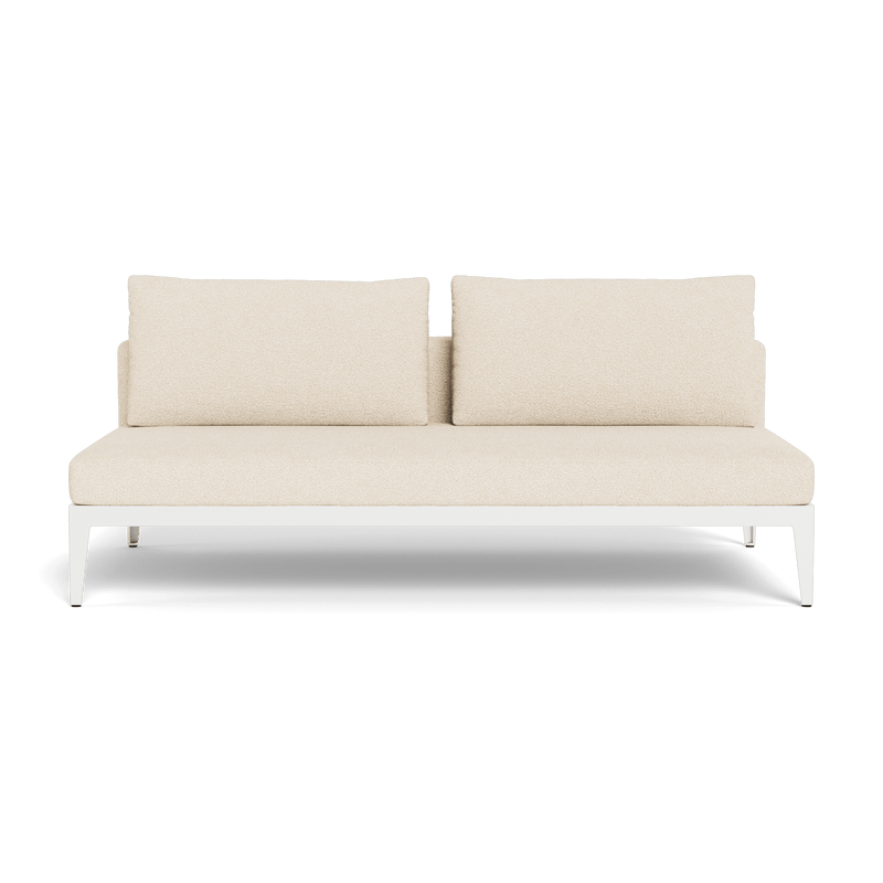 Balmoral 2 Seat Armless Sofa | Aluminum White, Riviera Sand, Strapping White
