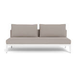 Balmoral 2 Seat Armless Sofa | Aluminum White, Riviera Stone, Strapping White