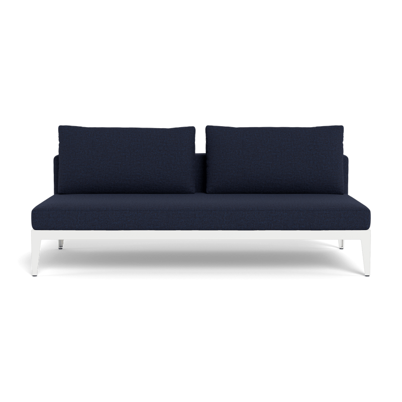 Balmoral 2 Seat Armless Sofa | Aluminum White, Siesta Indigo, Strapping White