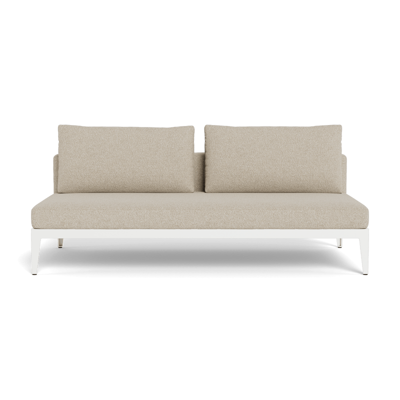 Balmoral 2 Seat Armless Sofa | Aluminum White, Siesta Taupe, Strapping White