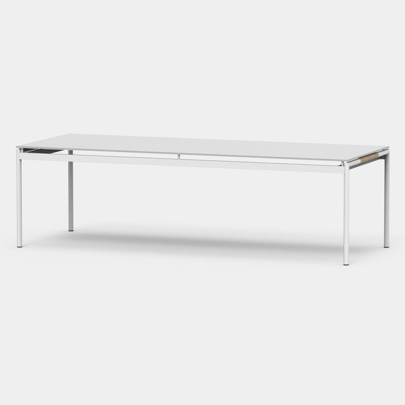 Breeze Glass Dining Table 102" | Aluminum Asteroid, Glass Taupe,