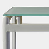 Breeze Glass Dining Table 39" | Aluminum Asteroid, Glass Taupe,