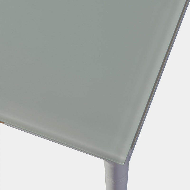 Breeze Glass Dining Table 39" | Aluminum Asteroid, Glass Taupe,