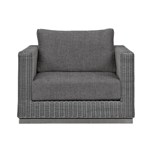 CAMP COVE ARM CHAIR | Stainless Steel, Cast Slate, Wicker Grey