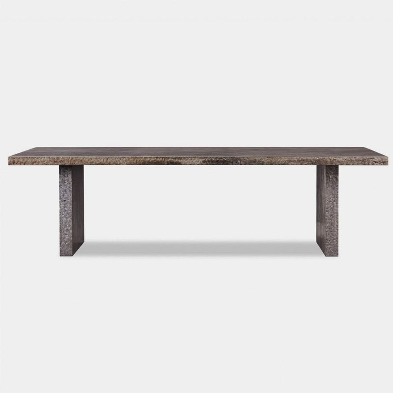 Florence Dining Table 108" | Chipped Travertine Dark Grey, ,