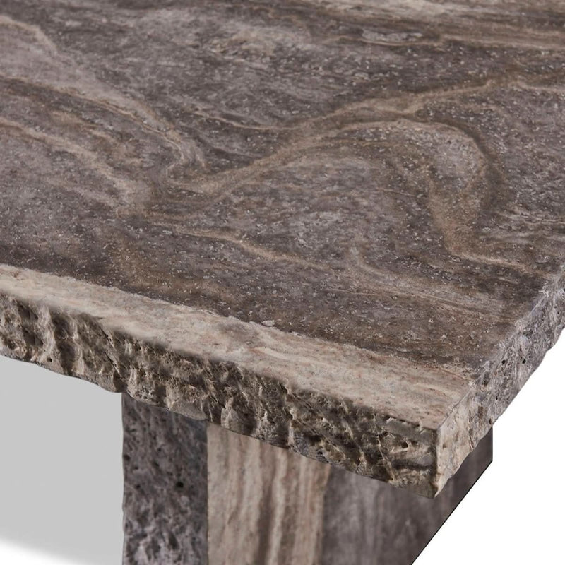 Florence Dining Table 108" | Chipped Travertine Dark Grey, ,