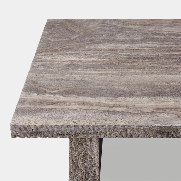 Florence Rectangle Plank Coffee Table | Chipped Travertine Dark Grey, ,