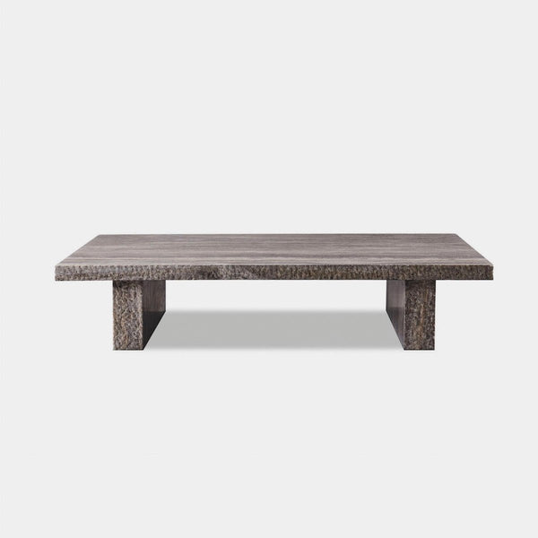 Florence Rectangle Plank Coffee Table | Chipped Travertine Dark Grey, ,