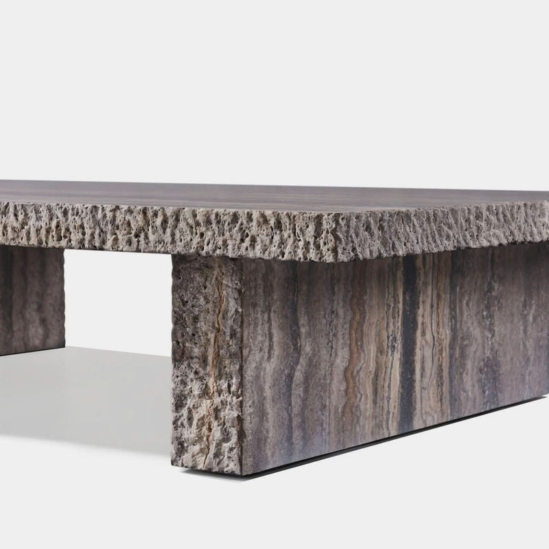 Florence Rectangle Plank Coffee Table | Chipped Travertine Dark Grey, ,