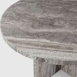 Florence Round Dining Table 59" | Chipped Travertine Dark Grey, ,