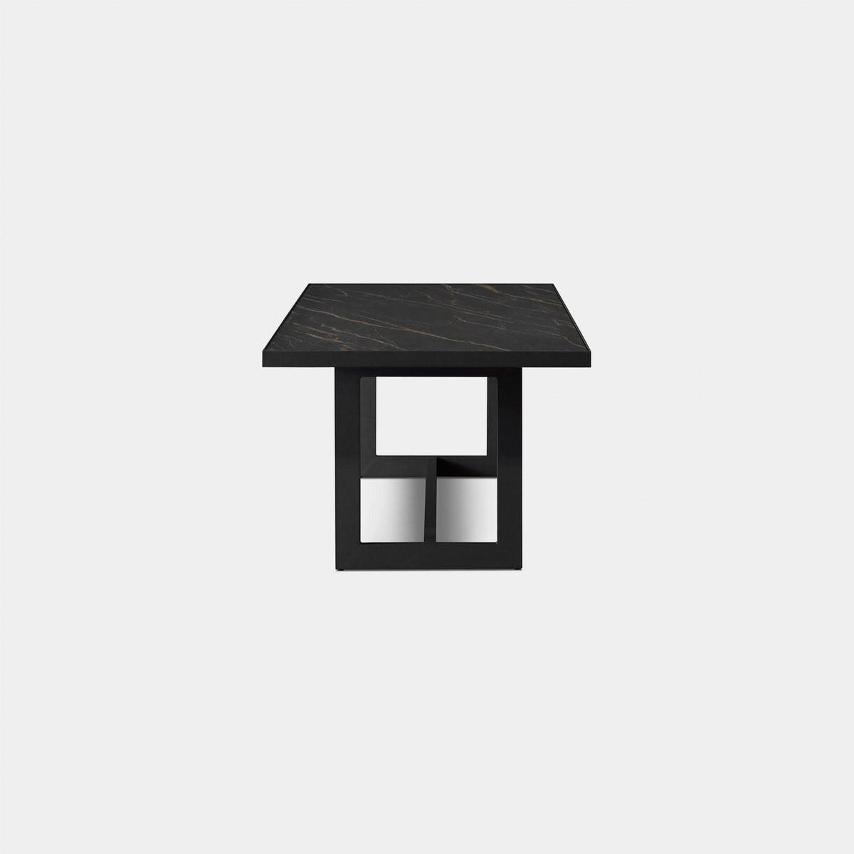 Hampton Dining Table 100" | Aluminum Asteroid, Laminam Noir,