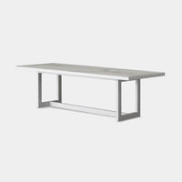 Hampton Dining Table 100" | Aluminum Asteroid, Laminam Noir,