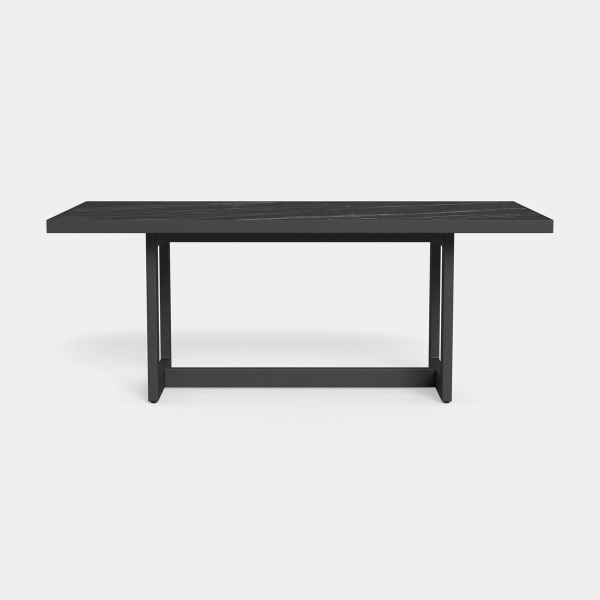 Hampton Dining Table 75" | Aluminum Asteroid, Laminam Noir,