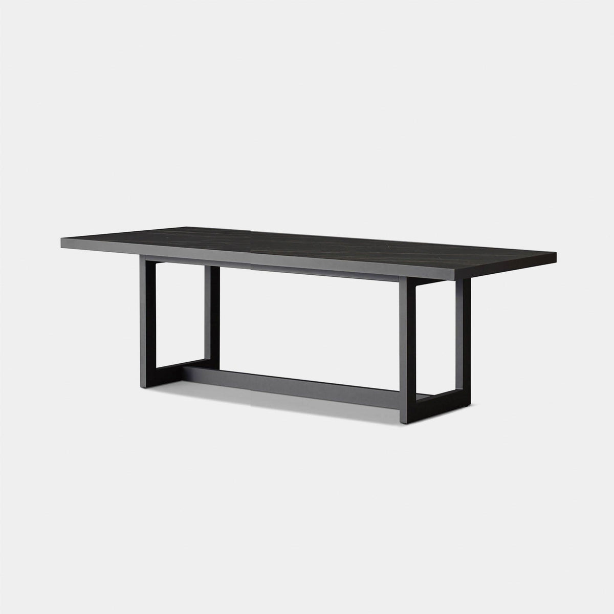 Hampton Dining Table 75" | Aluminum Asteroid, Laminam Noir,