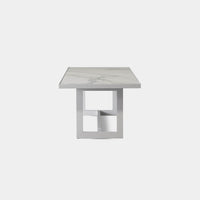 Hampton Dining Table 75" | Aluminum Asteroid, Laminam Noir,