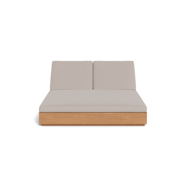 Hayman Teak Double Sun Lounge | Teak Natural, Panama Marble, Batyline White