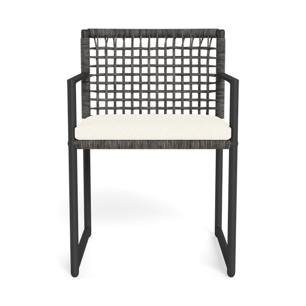 Loop Dining Chair | Aluminum Asteroid, Riviera Ivory, Wicker Grey