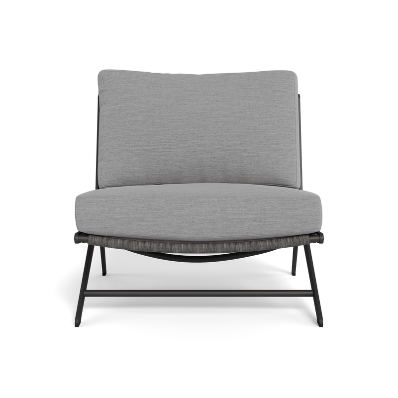 Loop Easy Chair | Aluminum Asteroid, Lisos Piedra, Wicker Grey