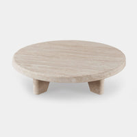 Lucca Round Coffee Table 47" | Travertine Natural, ,